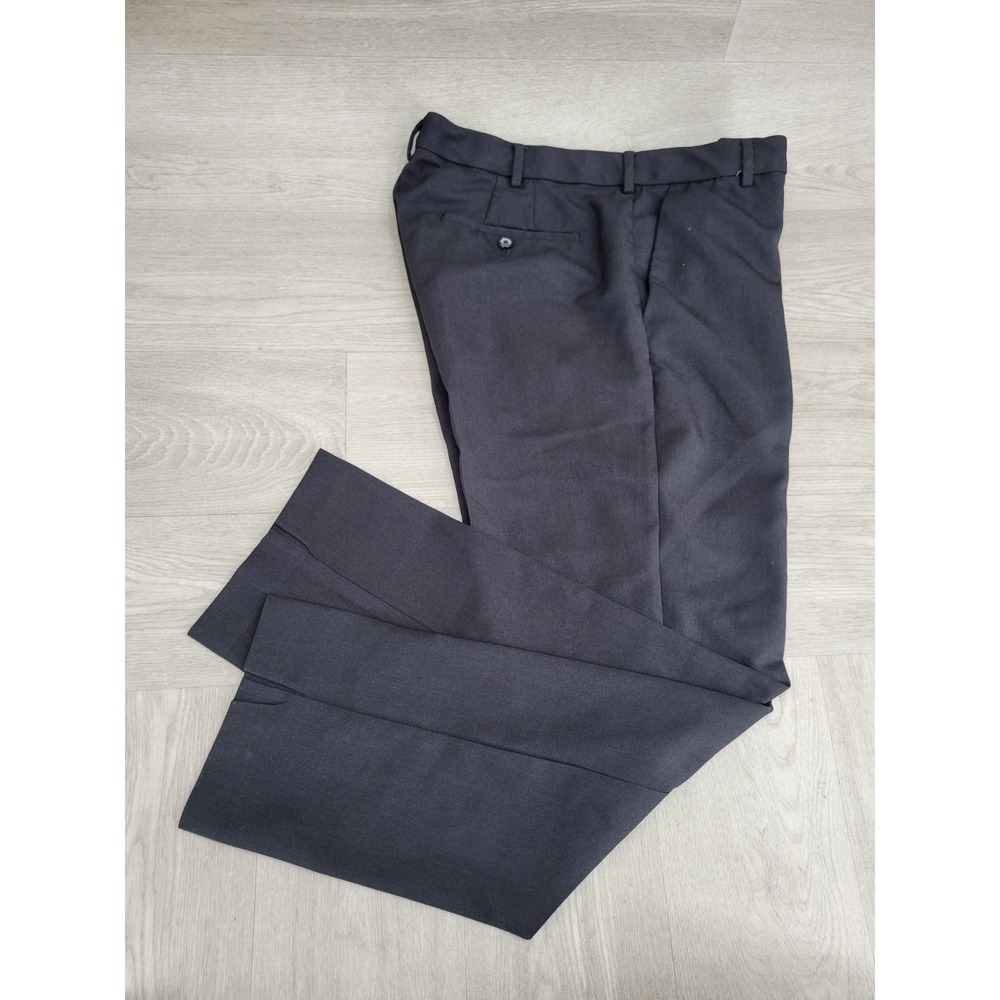Van Heusen Flex Pants Men's 38x32 Black Slim Fit Stretch Dress Trousers